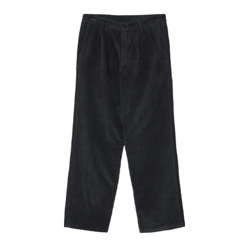 Relaxed 2 Pleats Corduroy Pants (Dark Grey)