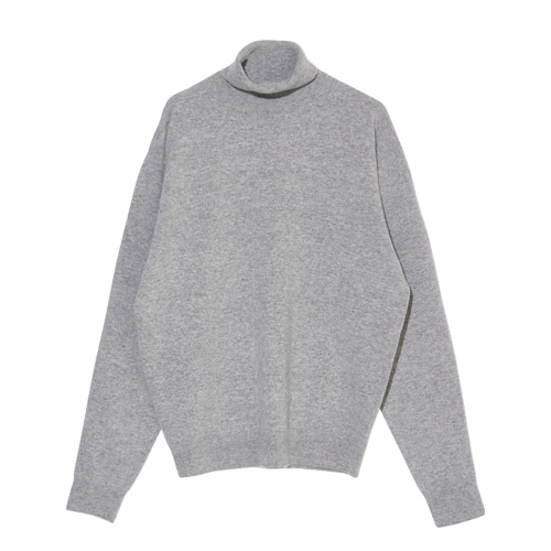 Relaxed W/C Turtle Neck Knit  (Light Grey)
