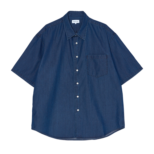 [6/2 예약배송] Short Sleeved Denim Shirts (Blue)