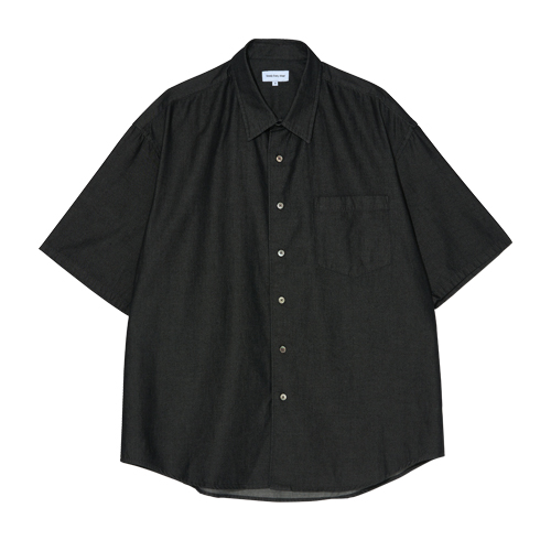 [6/2 예약배송] Short Sleeved Denim Shirts (Dark Grey)