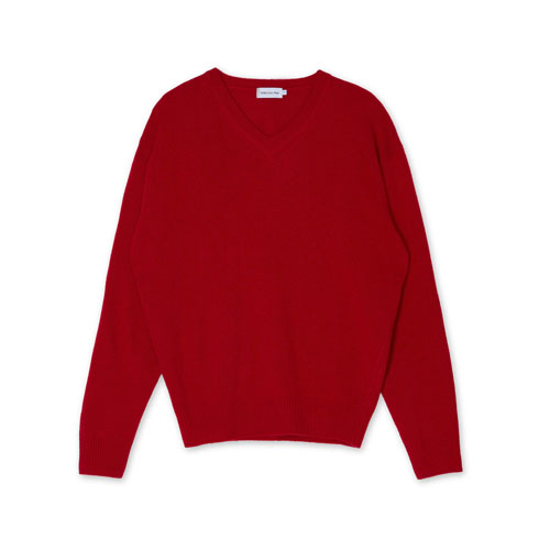 [12/15 예약배송] Cozy Wool Cashmere V-neck Knit (Red)