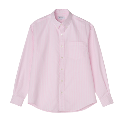 Relaxed Oxford Striped B/D Shirts (Pink)