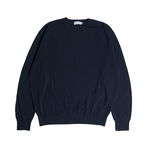 Relaxed Long Sleeved Cotton Knit (Dark Navy)