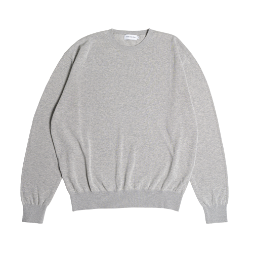 Relaxed Long Sleeved Cotton Knit (Light Grey Melange)